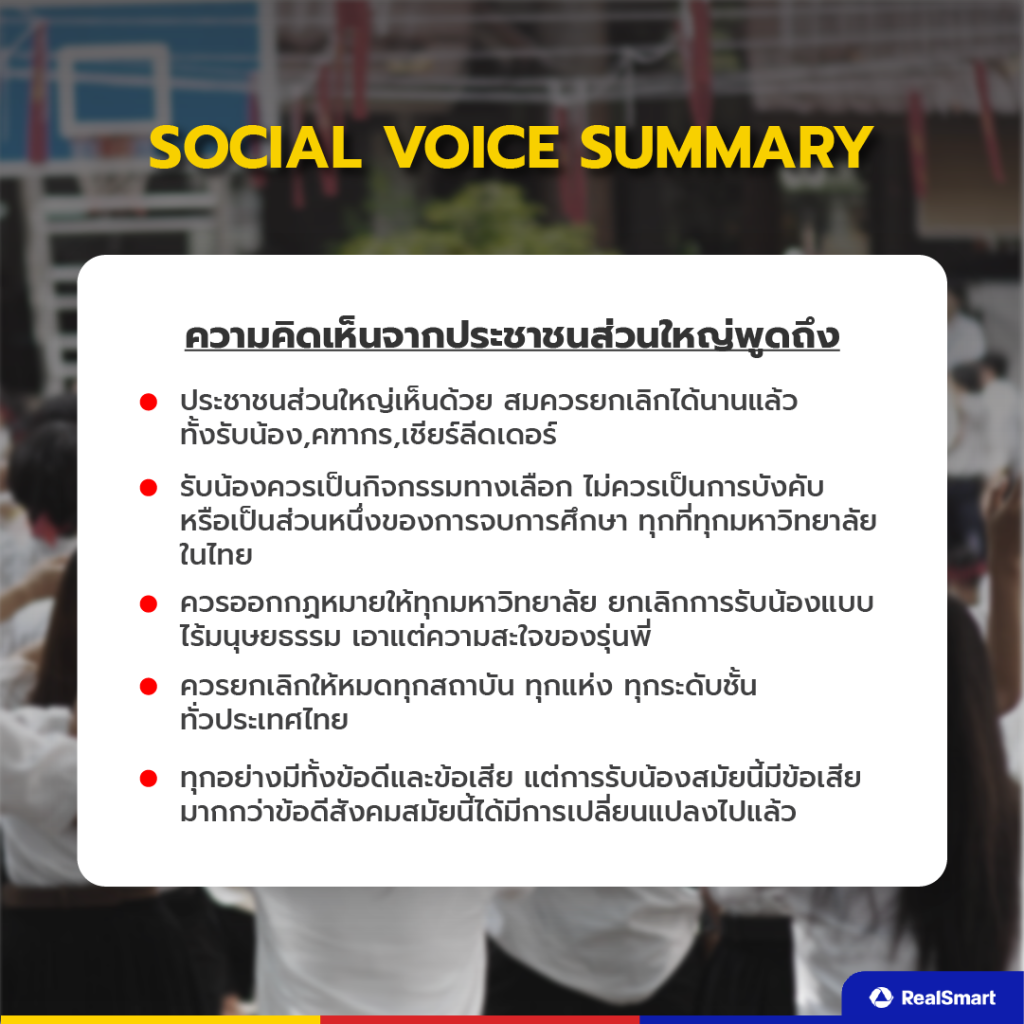 ความคิดเห็นกิจกรรมรับน้อง